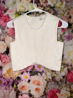 Talula Cream Sleeveless Crop Top Back Zip XS